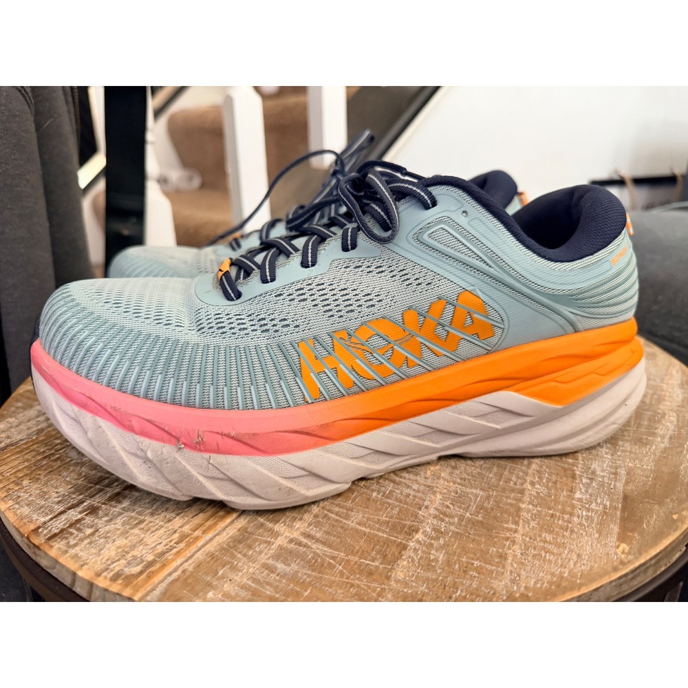 Hoka One One Bondi 7 Blue Haze Ombre Running Shoes Womens 10.5 D Wide BHBI